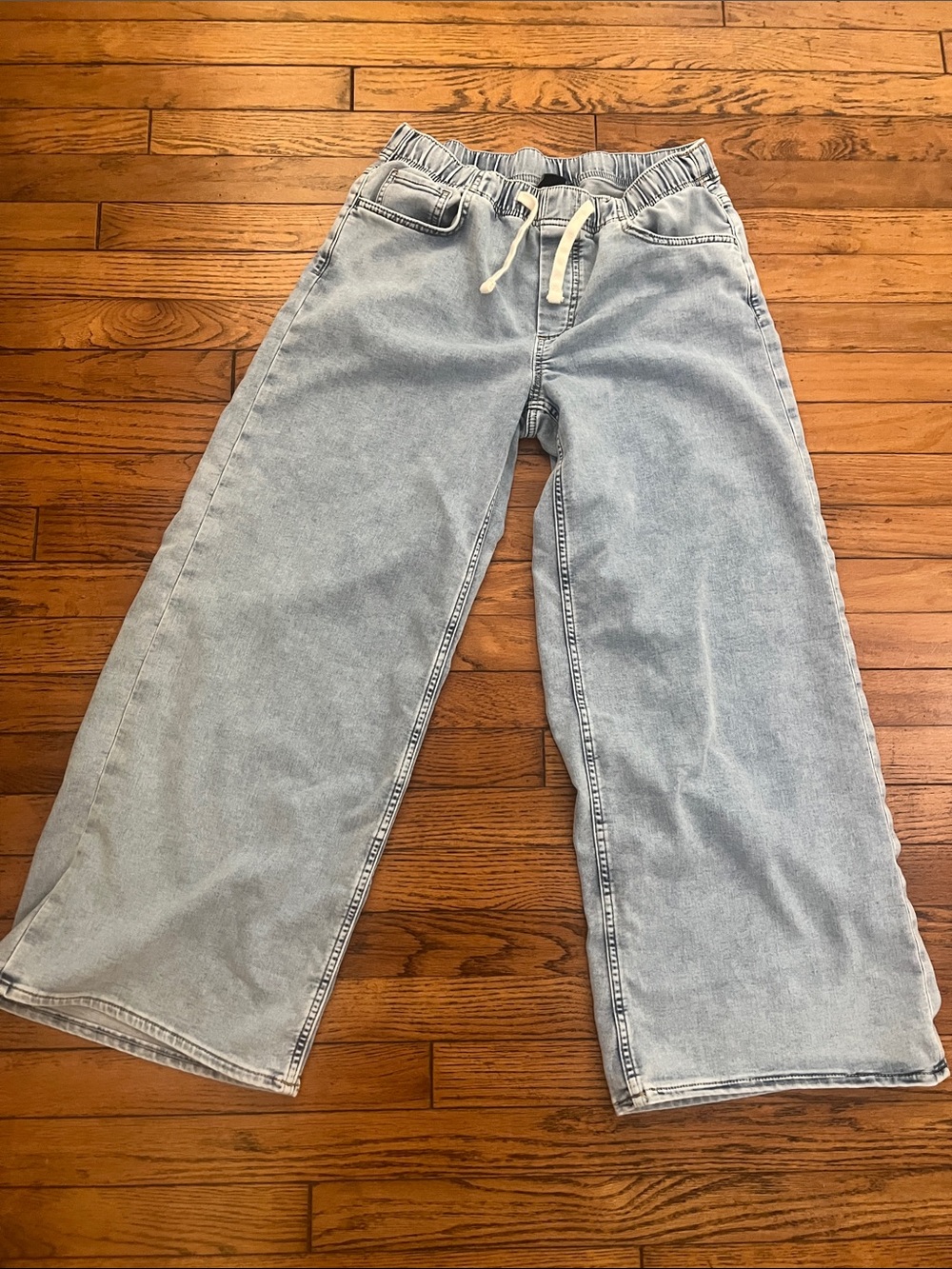 GAP Light Wash Wide Leg Jeans with Drawstring Waist
